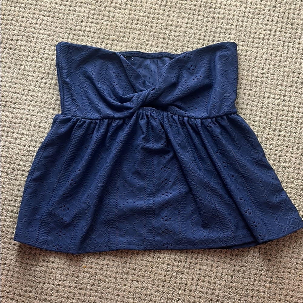 Navy Blue Strapless Top